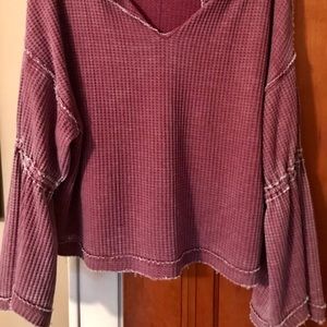 Free people long sleeve Henley with bell sleeves